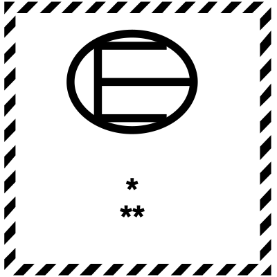 Excepted Quantity mark — square with diagonal hatched border